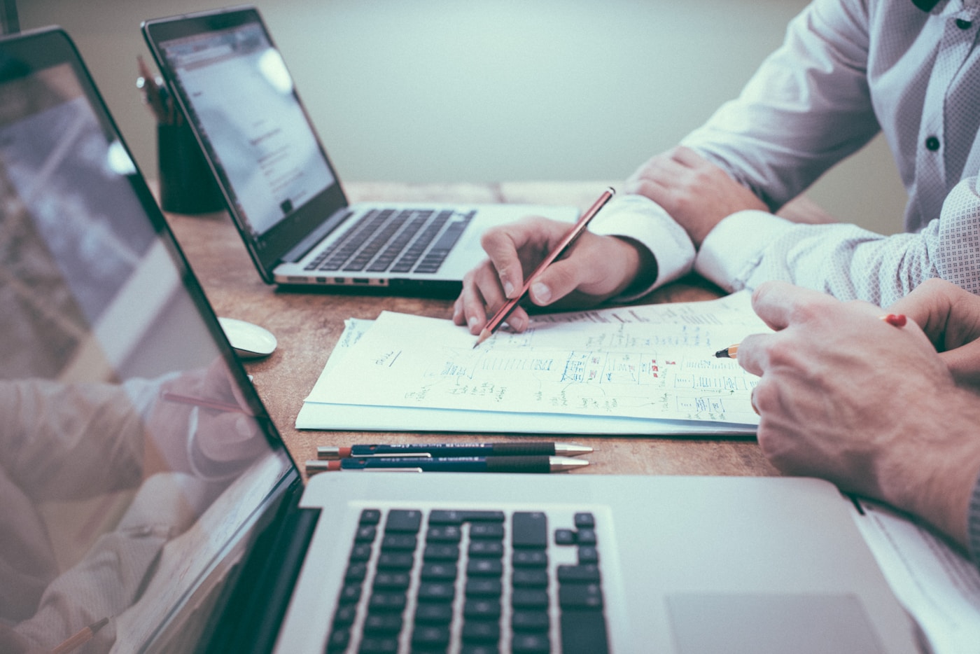 Professional reviewing a career plan at a desk